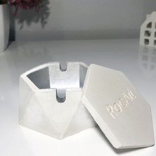 Rocart Home Beton Altıgen Kül Tablası (Beyaz)