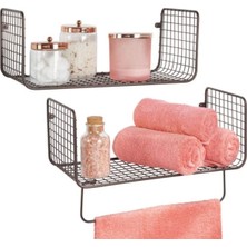 Wess Dizayn Metal Mutfak Banyo Duvar Rafı Havluluk 2 'li Set WD-103