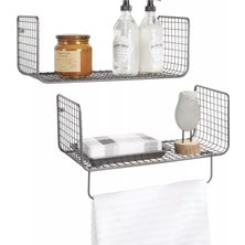 Wess Dizayn Metal Mutfak Banyo Duvar Rafı Havluluk 2 'li Set WD-103