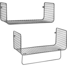 Wess Dizayn Metal Mutfak Banyo Duvar Rafı Havluluk 2 'li Set WD-103