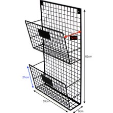Wess Dizayn Metal Duvar Rafı Dergilik, Kitaplık 2 Gözlü Dikey Evrak Rafı WD233-D2