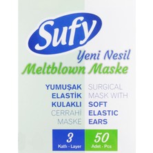 Sufy 3 Katlı Meltblown Yumuşak Elastik Kulaklı Maske 50 Adet