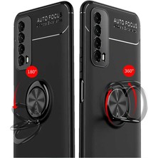 ZORE Huawei P Smart 2021 Kılıf Zore Ravel Yüzüklü Silikon Kılıf Siyah