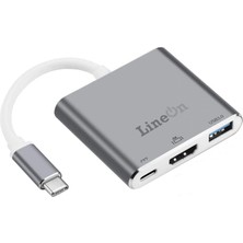 Lineon Type C To USB 3.0  HDMI Çevirici ve 4K Görüntü Aktarma Aparatı