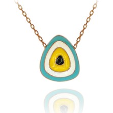 Turkuaz Beyaz Mineli Armut Nazar Boncuğu Gümüş Kolye