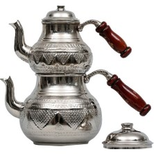 Hasbedesten Bakır Üzümlü  Antep Işi Parlak Çaydanlık