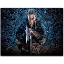 Cakatablo  Ahşap Tablo Assassins Creed Valhalla Savaşçı Görseli