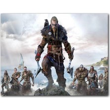 Cakatablo Ahşap Tablo Assassins Creed Valhalla Savaşçılar Deniz Görseli
