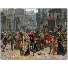 Cakatablo Ahşap Tablo Carl Gustaf Hellqvist Ortaçağ Resmi Pazar Yeri