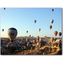 Cakatablo Ahşap Tablo Gündoğumunda Kapadokyada Balonlar