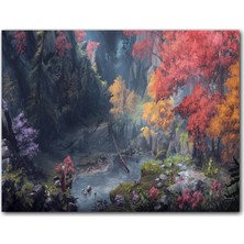 Cakatablo Ahşap Tablo Dijital Sanat Manzara Orman Dere Görseli