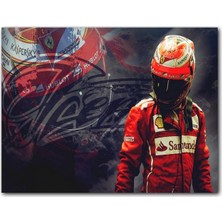 Cakatablo Ahşap Tablo Ferrari F1 Kimi Raikkonen Görseli