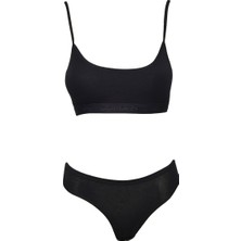 Dondeza Pedli Ip Askılı Yarım Atlet Büstiyer Külot Takım Siyah