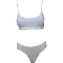 Dondeza Pedli Ip Askılı Yarım Atlet Büstiyer Külot Takım Beyaz