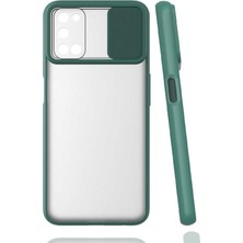 noktaks - Oppo A52 - Kılıf Slayt Sürgülü Arkası Buzlu Lensi Kapak - Koyu Yeşil - T16235