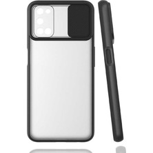noktaks - Oppo A72 - Kılıf Slayt Sürgülü Arkası Buzlu Lensi Kapak - Siyah - T16236