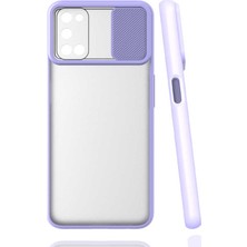 noktaks - Oppo A52 - Kılıf Slayt Sürgülü Arkası Buzlu Lensi Kapak - Lila - T16235