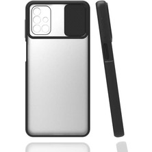noktaks - Samsung Galaxy M31S - Kılıf Slayt Sürgülü Arkası Buzlu Lensi Kapak - Siyah - T15443