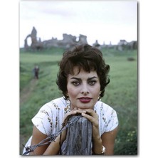 Caka Tablo Ahşap Tablo Sophia Loren Arka Planda Tarih