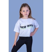 Toontoy Kız Çocuk New Wave Baskılı Taş Işlemeli Tişört
