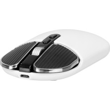 Everest SM-619 1600dpi Süper Sessiz Metalik Beyaz Şarj Edilebilir Premium Kablosuz Mouse