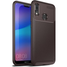 Kzy Huawei P20 Lite Karbon Tasarımlı Kapak - Kahverengi