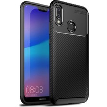 Kzy Huawei P20 Lite Karbon Tasarımlı Kapak - Siyah