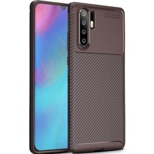 Kzy Huawei P30 Pro Karbon Tasarımlı Kapak - Kahverengi