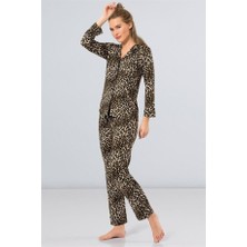 Türen 3261 Leopar Erkek Yakalı Uzun Kol Pij Takımı - Leopar