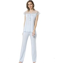 Türen 3197 Dantelli Pijama Takımı  - Mavi