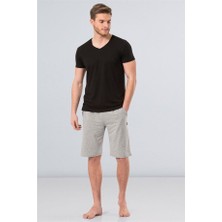 Cacharel 2170 Modal V Yaka Erkek T-Shirt  - Siyah