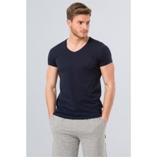 Cacharel 2170 Modal V Yaka Erkek T-Shirt  - Lacivert