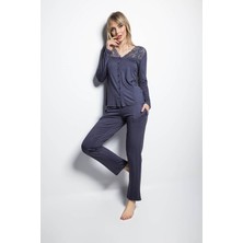 Monamise 18209 Uzun Kollu Pijama Takım  - Lacivert
