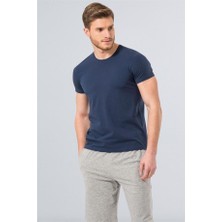 Cacharel 1331 O Yaka Kısa Kollu Erkek T-Shirt - Indigo