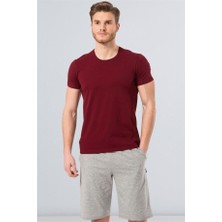 Cacharel 1331 O Yaka Kısa Kollu Erkek T-Shirt - Bordo