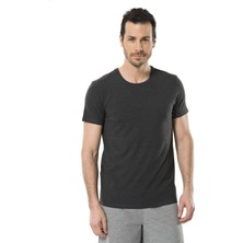 Cacharel 1331 O Yaka Kısa Kollu Erkek T-Shirt - Antrasit Melanj