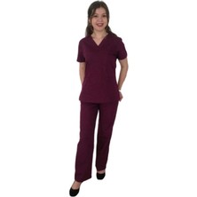 Dr Hemşire Bordo Kadın Forma Cerrahi Takım Uniforması