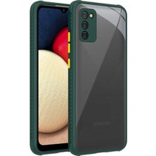 CoverZone Galaxy A02S Lastik Desen Kenar Kamera Korumalı Arkası Şeffaf Halx Kılıf Koyu Yeşil