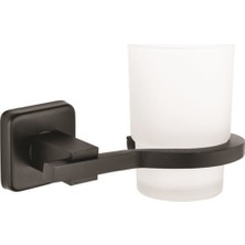 Eym Kare Serisi Paslanmaz Mat Siyah Banyo Cam Diş Fırçalık