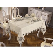 Çeyiz Diyarı Fransız Güpürlü Duru Tek Masa Örtüsü Krem