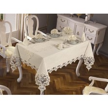 Çeyiz Diyarı Duru Masa Örtüsü 160X260 cm 26 Parça Krem