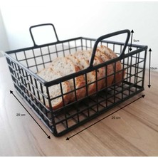 Wess Dizayn Metal Ekmek Sepeti Dekoratif Saklama Kabı Kare Model WD106