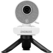 Everest SC-HD09 1080P Full Hd Auto Tracking Harekete Duyarlı Tripod ve Mikrofonlu Beyaz Webcam USB Pc Kamera