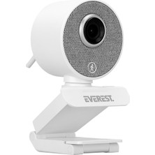 Everest SC-HD09 1080P Full Hd Auto Tracking Harekete Duyarlı Tripod ve Mikrofonlu Beyaz Webcam USB Pc Kamera