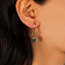 Adil Idil Kuyumculuk Eskitme Yeşil Taşlı Küpe