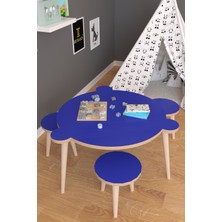 Remaks Yuvarlak Yaz Sil Yüzey Çocuk Masa Sandalye Takımı 1 Aktivite Oyun Masası 2 Sandalye - Mavi