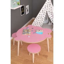 Remaks Yuvarlak Yaz Sil Yüzey Çocuk Masa Sandalye Takımı 1 Aktivite Oyun Masası 2 Sandalye - Pembe