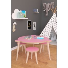 Remaks Yuvarlak Yaz Sil Yüzey Çocuk Masa Sandalye Takımı 1 Aktivite Oyun Masası 2 Sandalye - Pembe