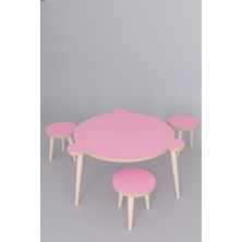 Remaks Yuvarlak Yaz Sil Yüzey Çocuk Masa Sandalye Takımı 1 Aktivite Oyun Masası 2 Sandalye - Pembe