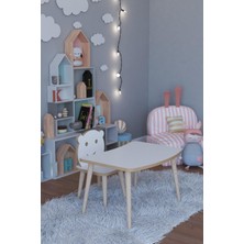 Remaks Twiti Yaz Sil Yüzey Çocuk Masa Sandalye Takımı 1 Aktivite Oyun Masası 1 Sandalye - Beyaz